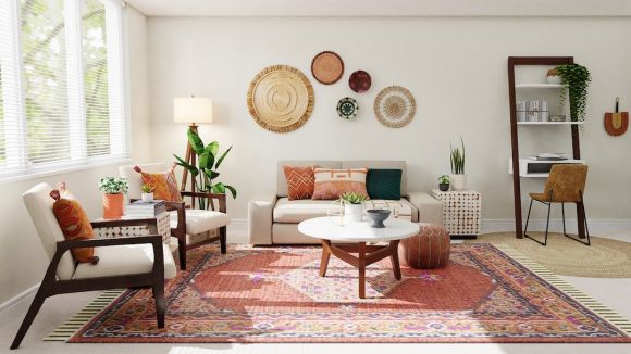 Home Decor - white and brown living room set