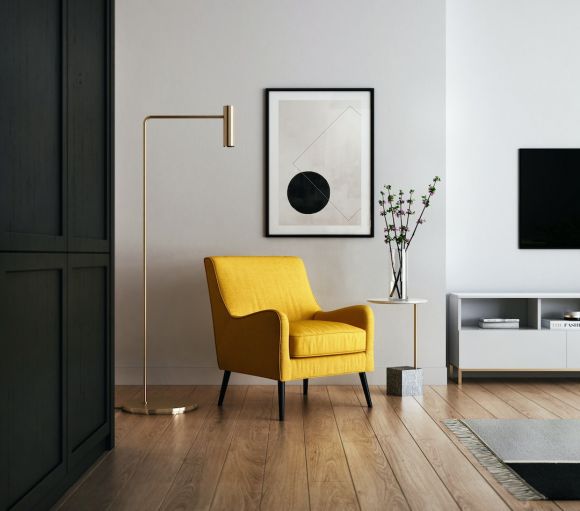 Gallery Wall Home - brown wooden framed yellow padded chair