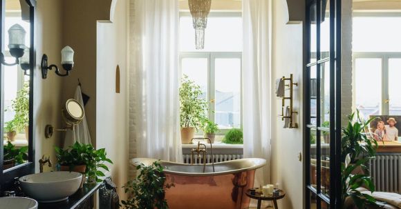 Green Home Decor - Interior design of cozy spacious bathroom