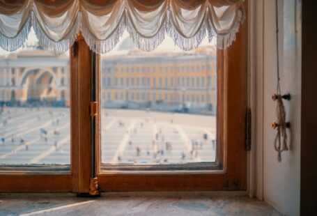 Windows Curtain - an open window with a view of a palace