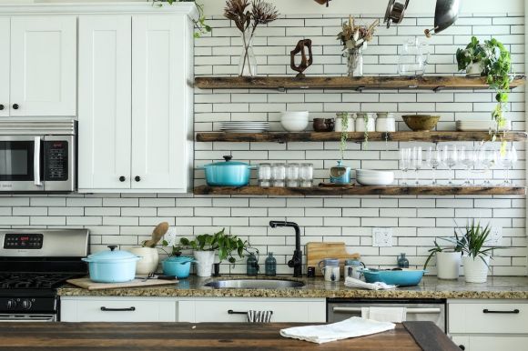 Kitchen Accessories - brown wooden shelf