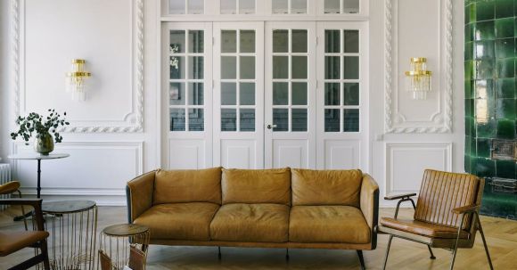 Interior Design - Couch and Armchairs with Leather Cushions