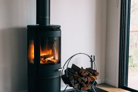 Interior Design - Cozy fireplace in light minimalist living room