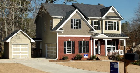 Real Estate - White Grey and Red Wooden House