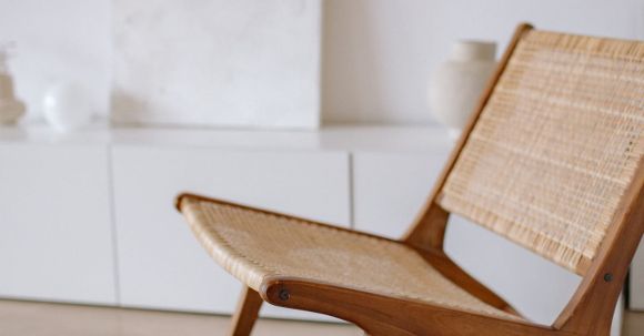 Interior Design - Slippers Near a Wooden Chair