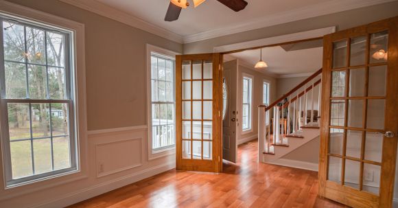 Property - Brown Wooden Framed Glass Door