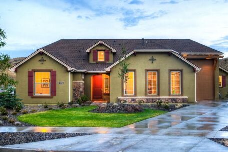 Real Estate - Lighted Beige House