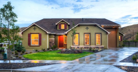 Real Estate - Lighted Beige House
