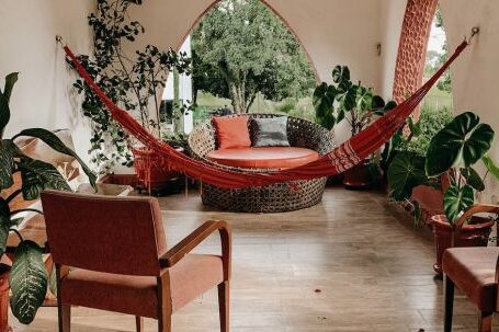 Interior Design - Red Hammock Between Wall