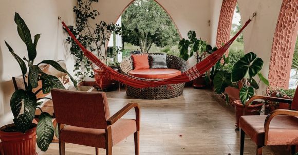 Interior Design - Red Hammock Between Wall