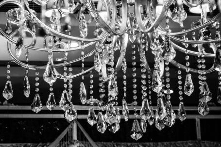 Chandelier - Grayscale Photo of Glass Chandelier