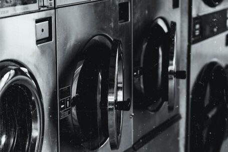 Washing Machine - Grayscale Photo of Washing Machine