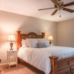 Ceiling Fan - White Bed Linen on Bed