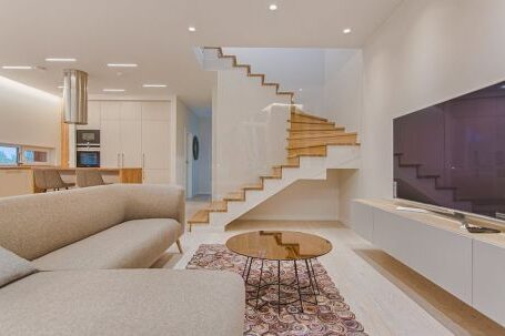 Modern Interior - Turned-on Gray Flat Screen Smart Tv