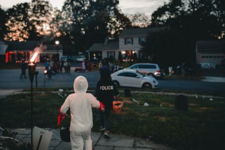 Neighborhood - Group of Children in Halloween Costumes