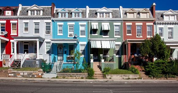 Neighborhood - White Blue and Gray Concrete Building