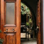 Door - Opened Brown Wooden French Door