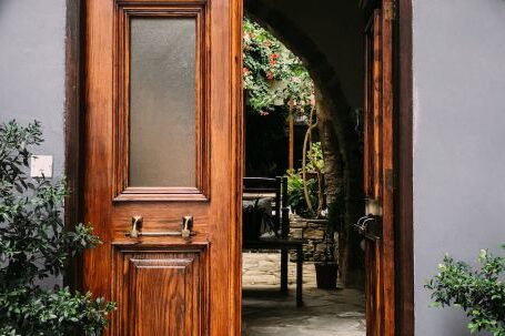 Door - Opened Brown Wooden French Door