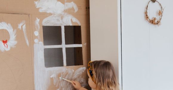 Room Renovation - Girl Painting Cardboard House