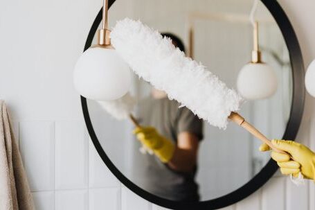 Cleaning - Crop woman dusting lamp during housework