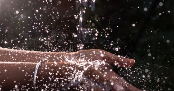 Water - Human Hand Under Pouring Water