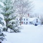 Neighborhood - Snow Covered House and Trees