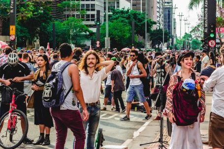 Neighborhood - Crowd of People on Street