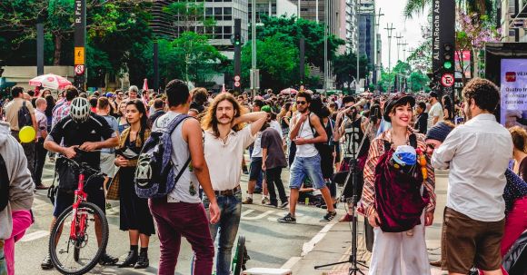 Neighborhood - Crowd of People on Street
