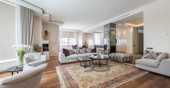 Luxury Properties - Light living room in luxury apartment in daytime