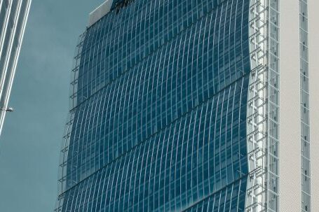 Contemporary Architecture - Monochrome Blue Photo of Allianz Tower in Milan, Italy